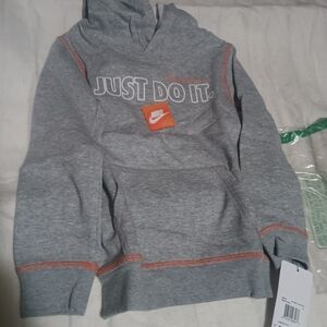 Nike Kids Gray Hoodie with Orange Accents